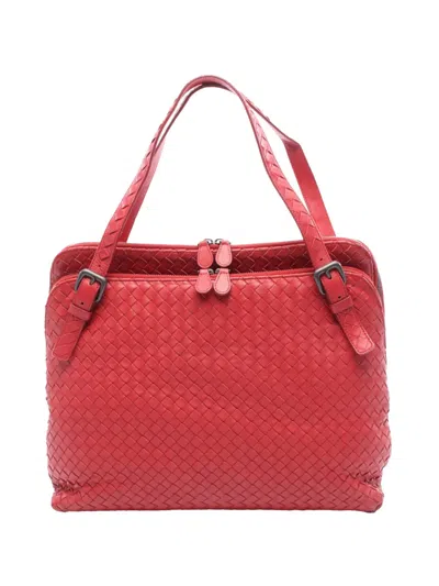 Pre-owned Bottega Veneta 2012-2026 Leather Intrecciato Handbag In Red