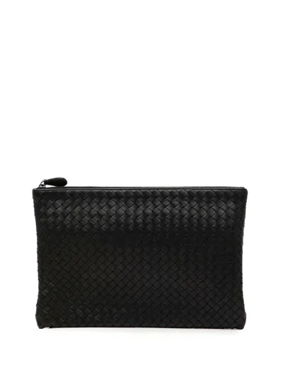 Pre-owned Bottega Veneta 2012-2026 Nappa Intrecciato Clutch Bag In Black