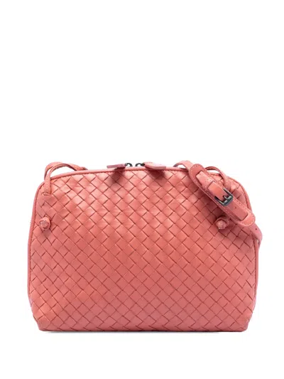 Pre-owned Bottega Veneta 2012-2026 Nappa Intrecciato Nodini Crossbody Bag In Pink