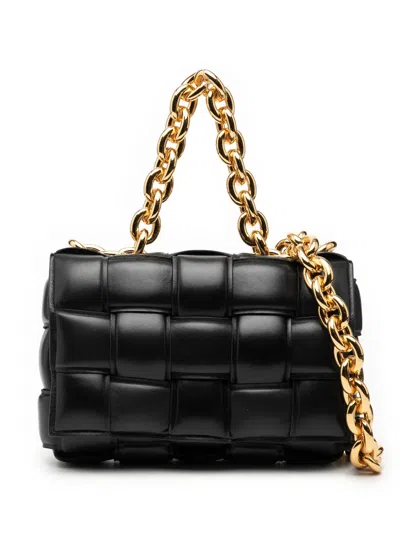 Pre-owned Bottega Veneta 2012-2026 Nappa Intrecciato Padded Chain Cassette Satchel In Black