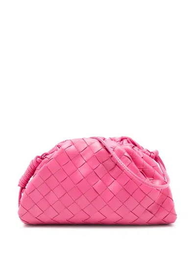 Pre-owned Bottega Veneta 2012-2026 Nappa Intrecciato The Mini Pouch Crossbody Bag In Pink