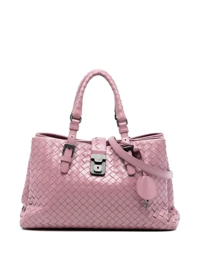 Pre-owned Bottega Veneta 2012-2026 Small Nappa Intrecciato Roma Satchel In Pink