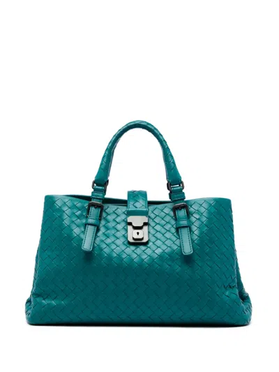 Pre-owned Bottega Veneta 2012-2016 Small Nappa Intrecciato Roma Satchel In 蓝色