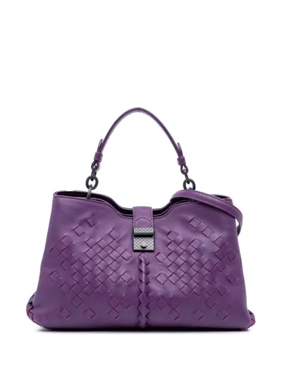 Pre-owned Bottega Veneta 2012-2024 Nappa Intrecciato Napoli Satchel In Purple