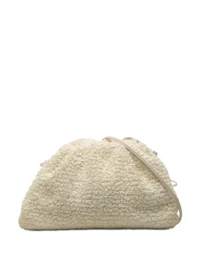 Pre-owned Bottega Veneta 2012-2025 Boucle Raffia The Mini Pouch Crossbody Bag In White