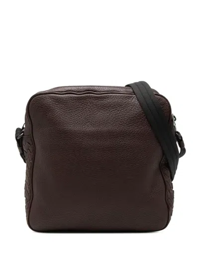 Pre-owned Bottega Veneta 2012-2025 Intrecciato Trimmed Nappa Messenger Bag Crossbody Bag In Brown