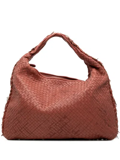 Pre-owned Bottega Veneta 2012-2025 Large Nappa Intrecciato Veneta Hobo Bag In Red