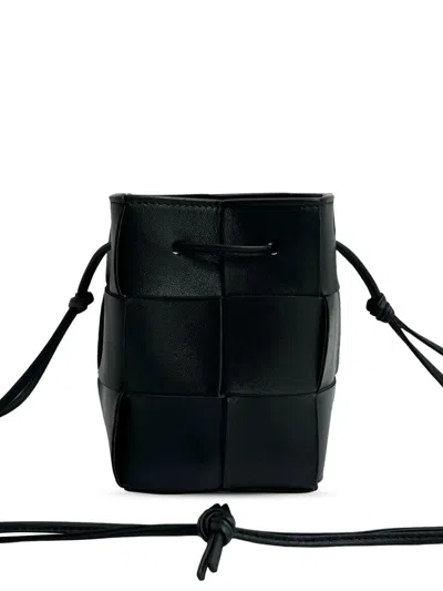 Pre-owned Bottega Veneta 2012-2025 Mini Nappa Maxi Intrecciato Cassette Bucket Bag In Black