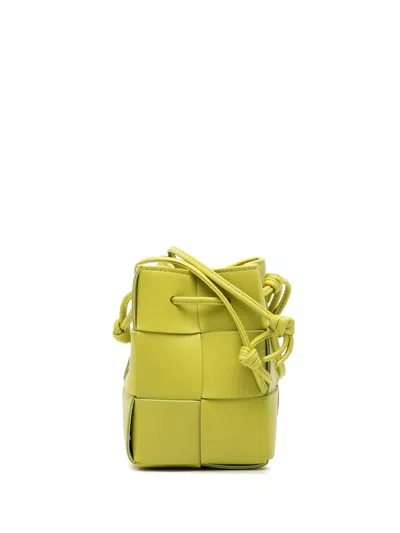 Pre-owned Bottega Veneta 2012-2025 Mini Nappa Maxi Intrecciato Cassette Bucket Bag In Green