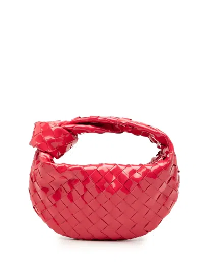 Pre-owned Bottega Veneta 2012-2025 Mini Patent Intrecciato Jodie Hobo Bag In Red