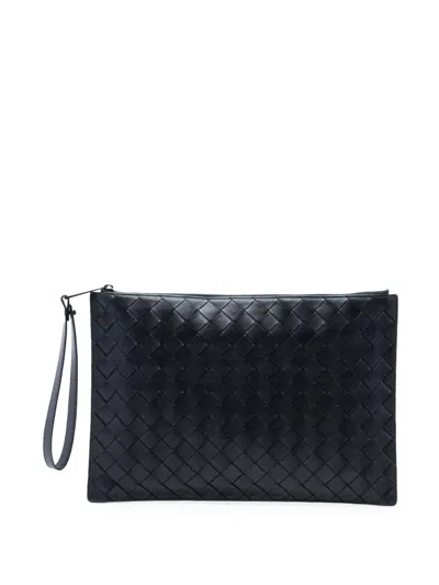 Pre-owned Bottega Veneta 2012-2025 Nappa Intrecciato Clutch Bag In Black