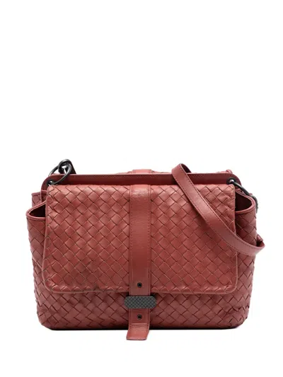 Pre-owned Bottega Veneta 2012-2025 Nappa Intrecciato Double Sided Flap Messenger Bag Crossbody Bag In Red