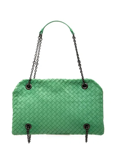 Pre-owned Bottega Veneta 2012-2025 Nappa Intrecciato Duo Shoulder Bag In Green
