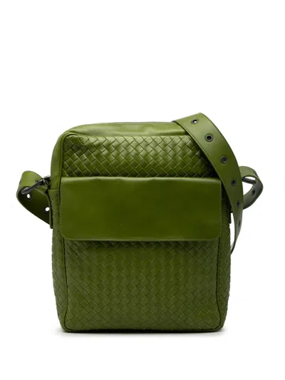 Pre-owned Bottega Veneta 2012-2025 Nappa Intrecciato Messenger Bag Crossbody Bag In Green