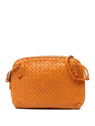 Pre-owned Bottega Veneta 2012-2025 Nappa Intrecciato Nodini Crossbody Bag In Orange