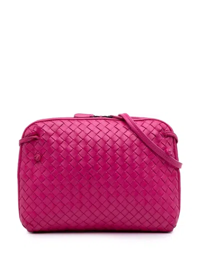 Pre-owned Bottega Veneta 2012-2025 Nappa Intrecciato Nodini Crossbody Bag In Pink