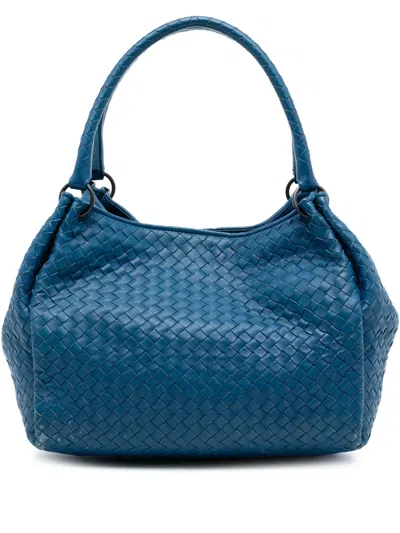 Pre-owned Bottega Veneta 2012-2025 Nappa Intrecciato Parachute Tote Bag In Blue