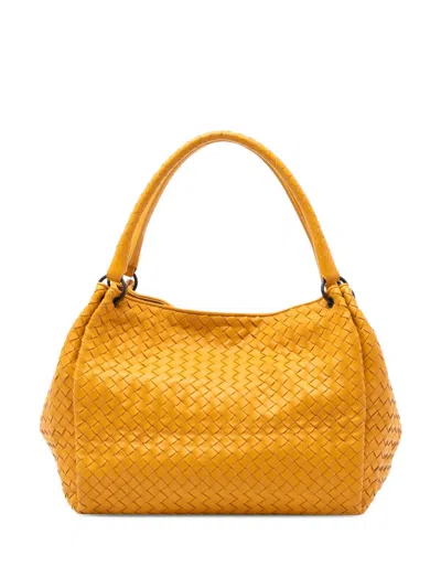 Pre-owned Bottega Veneta 2012-2025 Nappa Intrecciato Parachute Tote Bag In Yellow