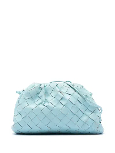 Pre-owned Bottega Veneta 2012-2025 Nappa Intrecciato The Mini Pouch Crossbody Bag In Blue