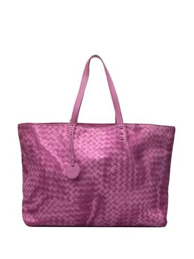 Pre-owned Bottega Veneta 2012-2025 Nylon Intrecciolusion Tote Bag In Purple