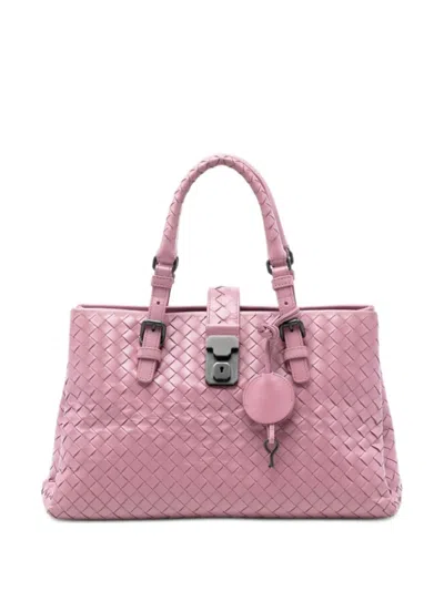 Pre-owned Bottega Veneta 2012-2025 Small Nappa Intrecciato Roma Satchel In Pink
