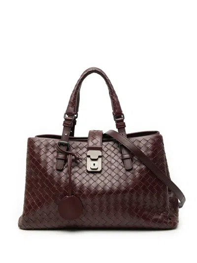 Pre-owned Bottega Veneta 2012-2025 Small Nappa Intrecciato Roma Satchel In Red