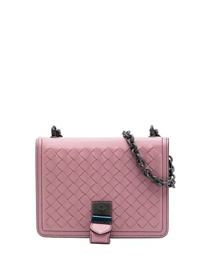 Pre-owned Bottega Veneta 2012-2025 Small Nappa Intrecciato Runway Shoulder Bag In Pink
