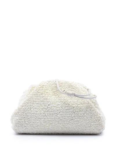 Pre-owned Bottega Veneta 2012-2026 Boucle Raffia The Mini Pouch Crossbody Bag In White