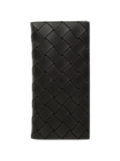 Pre-owned Bottega Veneta 2012-2026 Calfskin Intrecciato Bifold Wallet Long Wallets In Black