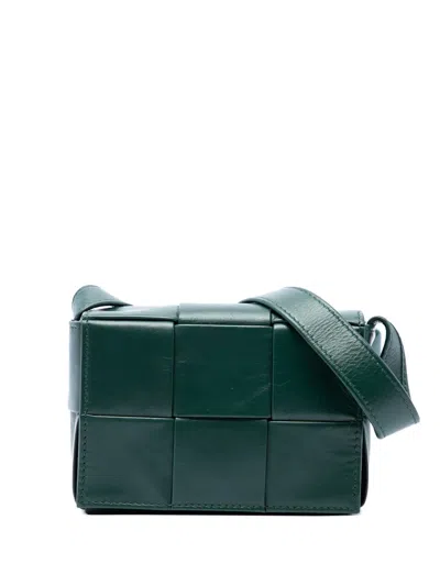 Pre-owned Bottega Veneta 2012-2026 Candy Nappa Intrecciato Cassette Crossbody Bag In Green