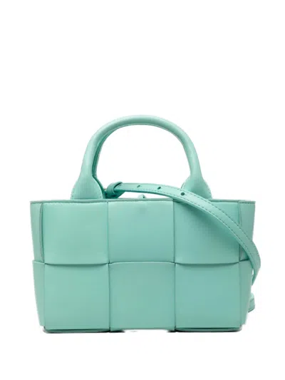 Pre-owned Bottega Veneta 2012-2026 Candy Nappa Maxi Intrecciato Arco Tote Satchel In Blue