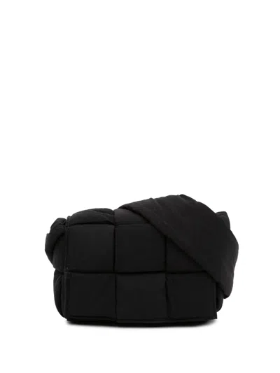 Pre-owned Bottega Veneta 2012-2026 Candy Nylon Intrecciato Padded Tech Cassette Crossbody Bag In Black