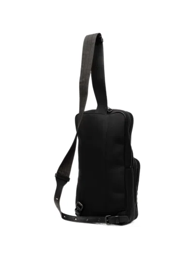 Pre-owned Bottega Veneta 2012-2026 Canvas And Nappa Intrecciato Sling Bag Crossbody Bag In Black