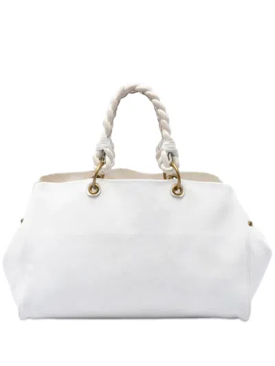 Pre-owned Bottega Veneta 2012-2026 Canvas Braided Tote Bag In White