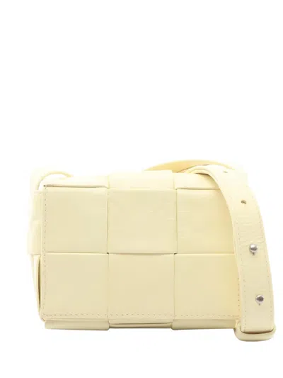 Pre-owned Bottega Veneta 2012-2026 Extra Mini Nappa Maxi Intrecciato Cassette Crossbody Bag In Yellow