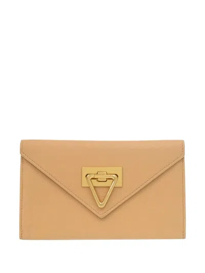 Pre-owned Bottega Veneta 2012-2026 Grained Leather Flap Wallet Long Wallets In Neutral