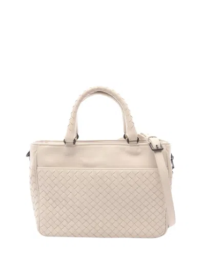 Pre-owned Bottega Veneta 2012-2026 Intrecciato Satchel In White