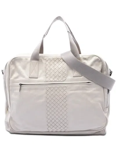 Pre-owned Bottega Veneta 2012-2026 Intrecciato Trimmed Nappa Business Bag In White