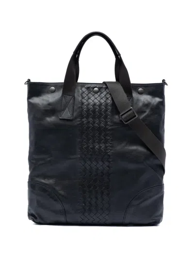 Pre-owned Bottega Veneta 2012-2026 Intrecciato Trimmed Nappa Convertible Tote Satchel In Black