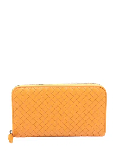 Pre-owned Bottega Veneta 2012-2026 Intrecciato Wallet Long Wallets In Orange