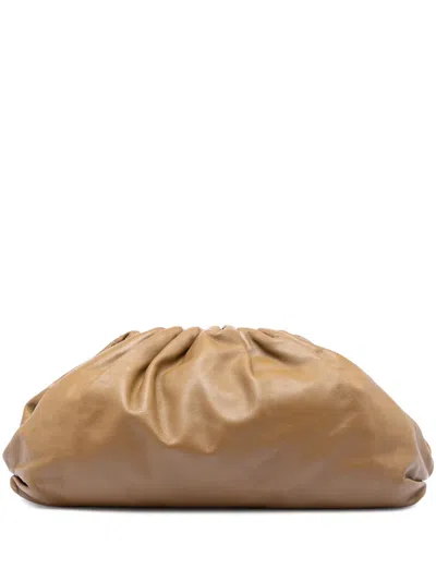Pre-owned Bottega Veneta 2012-2026 Lambskin The Pouch Clutch Bag In Brown