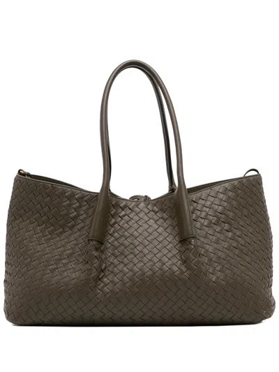 Pre-owned Bottega Veneta 2012-2026 Large Calfskin Intrecciato Pinacoteca Tote Bag In Brown