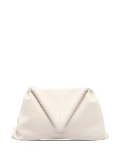 Pre-owned Bottega Veneta 2012-2026 Leather Bv Trine Angular Clutch Bag In White