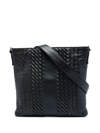 Pre-owned Bottega Veneta 2012-2026 Leather Intreccio Imperatore Crossbody Bag In Black
