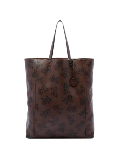 Pre-owned Bottega Veneta 2012-2026 Leather Intrecciomirage Butterfly Tote Bag In Brown