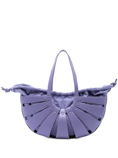 Pre-owned Bottega Veneta 2012-2026 Medium Calfskin The Shell Satchel In Purple