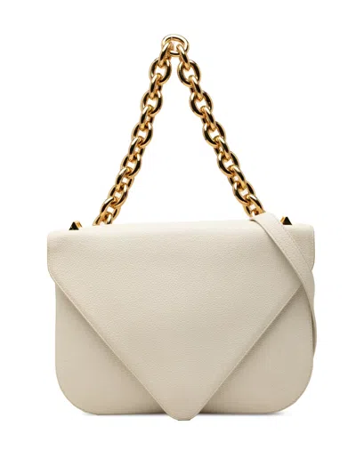 Pre-owned Bottega Veneta 2012-2026 Medium Leather Mount Envelope Chain Bag Satchel In White
