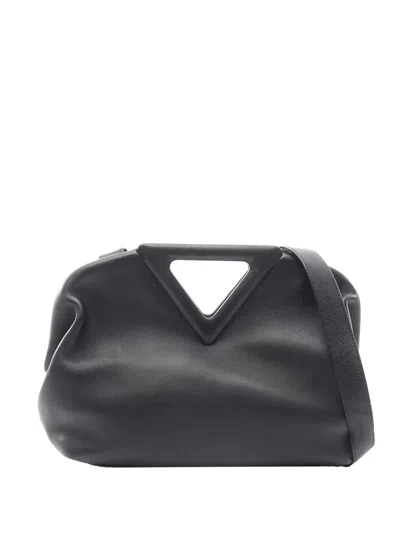 Pre-owned Bottega Veneta 2012-2026 Medium Leather Point Satchel In Black