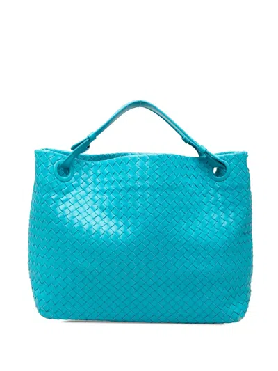 Pre-owned Bottega Veneta 2012-2026 Medium Nappa Intrecciato Garda Tote Bag In Blue