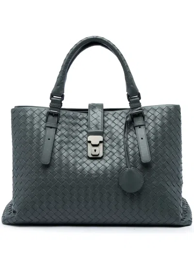 Pre-owned Bottega Veneta 2012-2026 Medium Nappa Intrecciato Roma Tote Bag In Grey